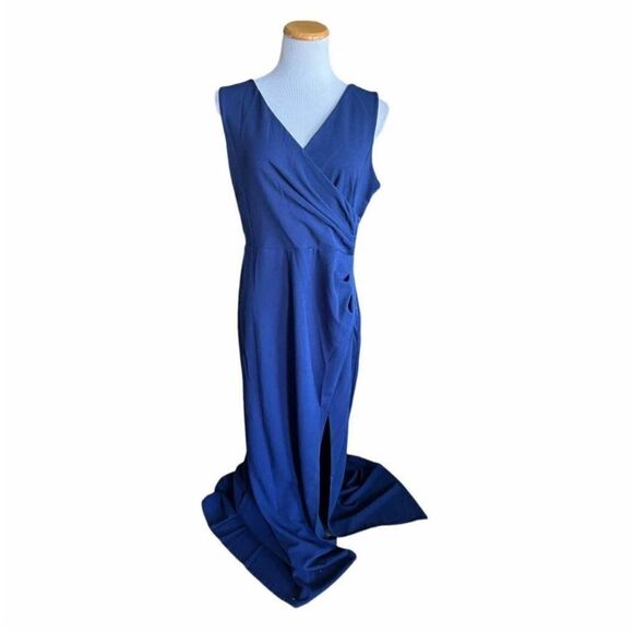 NWT Womens Woosea V Neck Navy Blue Bodycon Sweetheart Evening Cocktail Dress  XL - Picture 2 of 2